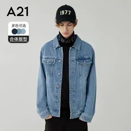 A21冬季男装纯棉男士外套秋冬2023春秋潮牌牛仔夹克情侣装上衣男商品大图