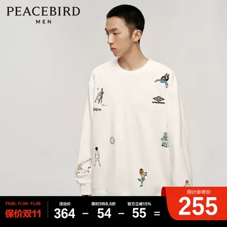 【AIRxPEACE】太平鸟男装冬新款茵宝联名圆领刺绣卫衣图片