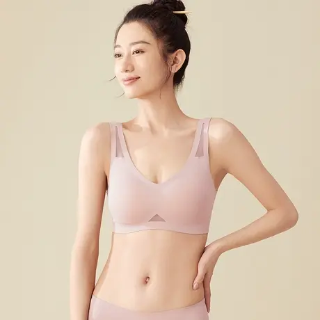 都市丽人无尺码vbra内衣女高弹裸感无痕软支撑背心式网孔透气文胸商品大图