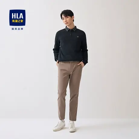 【加绒】HLA/海澜之家2023保暖针织衫加厚绒感抗静电翻领毛衣男图片