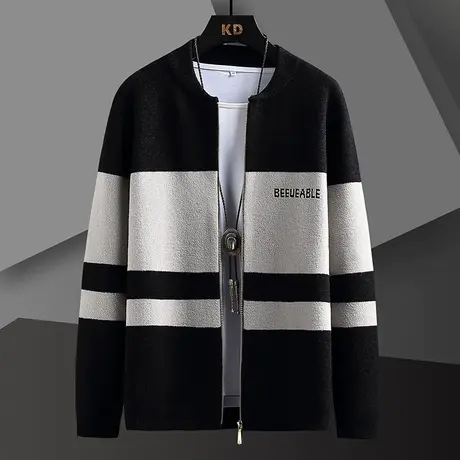 针织开衫男春秋冬季修身潮流薄款秋装上衣服外穿毛衣男士休闲外套商品大图