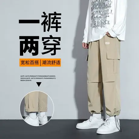 休闲裤子男士秋冬季美式加绒加厚工装裤男青少年日系宽松运动长裤商品大图