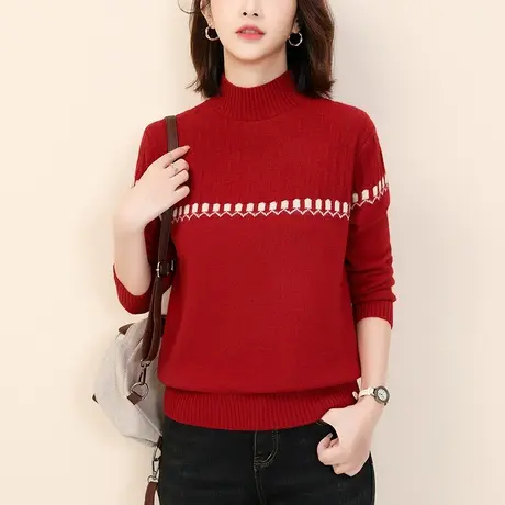 韩潮袭人宽松气质半高领打底衫女2023冬新款洋气时髦加厚毛衣上衣图片