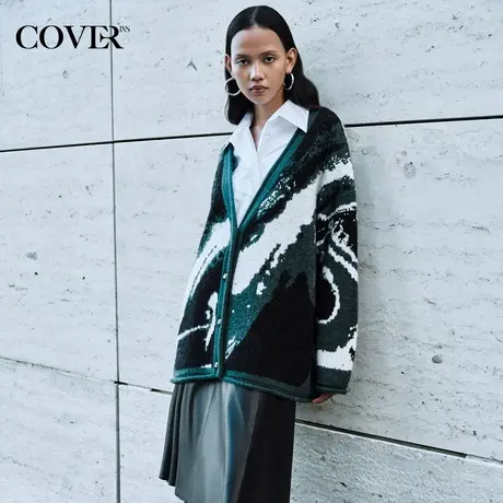 COVER冬季提花几何马海毛针织衫商品大图
