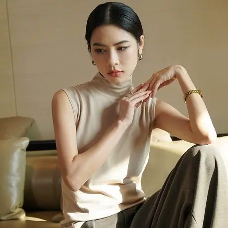 薄款针织衫立领背心秋装女2023年新款内搭基础打底衫无袖外穿上衣商品大图