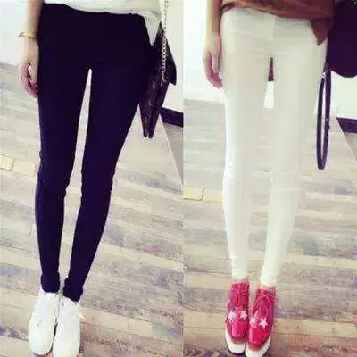 2025韩版夏季薄款修身外穿黑色女士打底裤长款学生紧身小脚铅笔裤图片