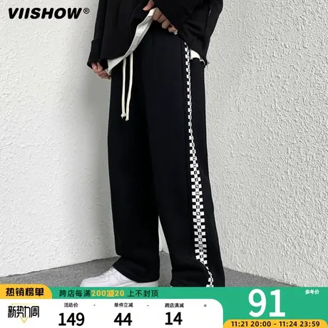 VIISHOW休闲裤子男秋冬款宽松运动裤直筒阔腿裤新款潮牌学生卫裤商品大图