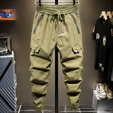 薄款香港潮牌余文乐长裤子机能工装裤束脚休闲男宽松哈伦裤运动裤商品大图