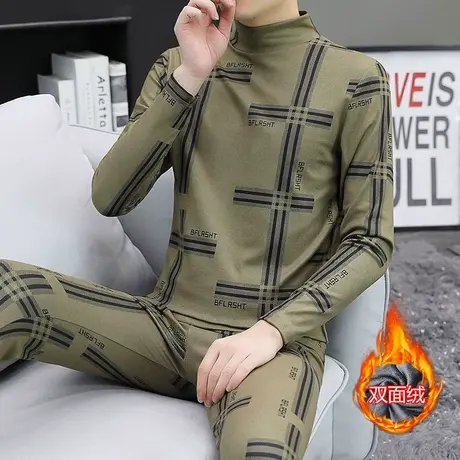 男士保暖内衣套装双面绒冬装加绒加厚秋衣秋裤加肥加大码两件套男图片