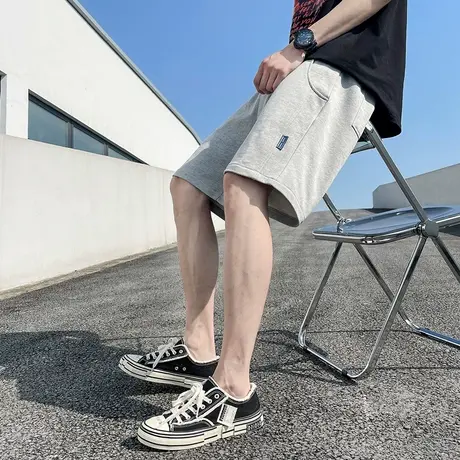 唐狮2024夏季新款男休闲裤宽松直筒五分裤灰色中裤口袋运动卫裤潮商品大图