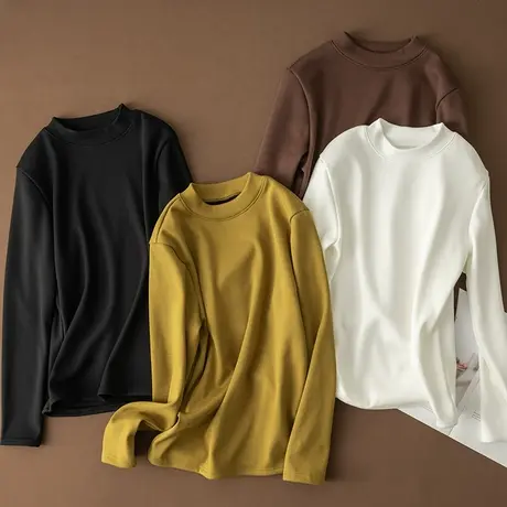 享永子【触手可及的温暖】加绒加厚打底衫秋冬内搭一体绒保暖上衣商品大图