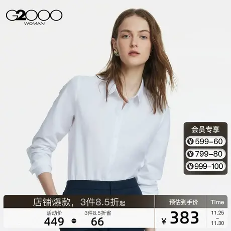 G2000女装2023年秋冬商场新款棉混纺商务休闲长袖衬衫图片