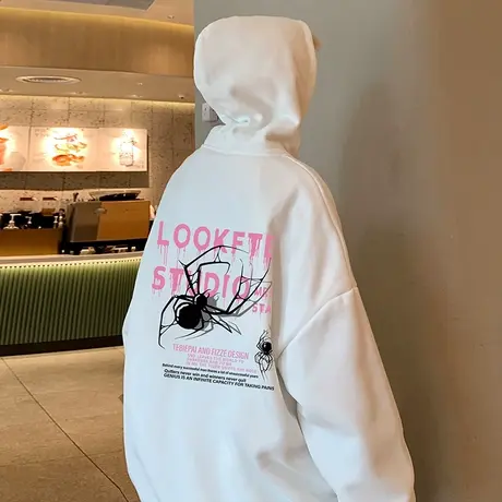 加厚加绒宽松潮流纯棉连帽卫衣男春秋季新款休闲上衣ins情侣外套商品大图