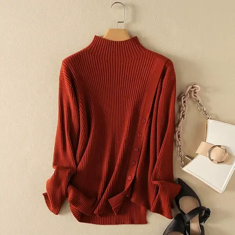 半高领毛衣女春装内搭新款韩版宽松套头加厚外穿长袖针织打底衫女商品大图