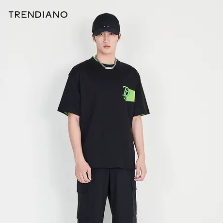 TRENDIANO官方潮牌男装新款字母印花男士休闲短袖圆领T恤商品大图