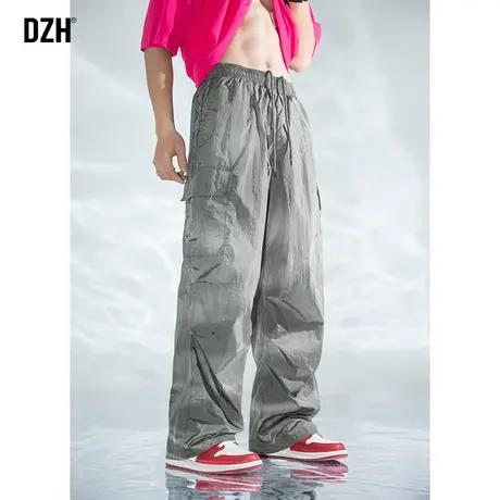 男士美式高街工装裤子男春秋款褶皱伞兵裤机能冲锋裤男款2024新款商品大图