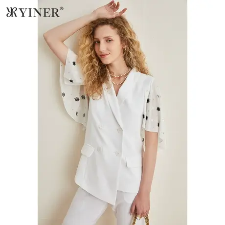 YINER音儿女装夏季通勤气质V领短外套图片