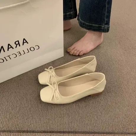 低跟单鞋女2024新款春季浅口温柔风晚晚鞋配裙子玛丽珍女鞋奶奶鞋商品大图