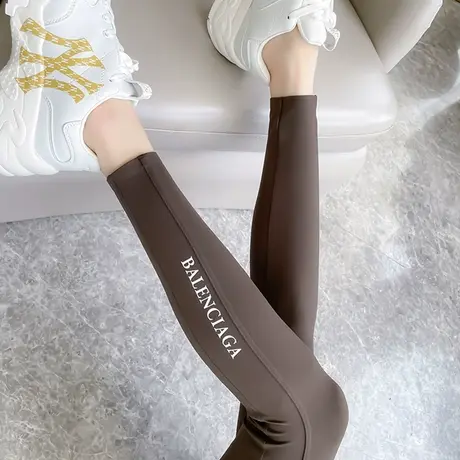 鲨鱼裤女春秋季外穿字母高腰弹力大码瑜伽芭比裤收腹提臀打底裤子商品大图