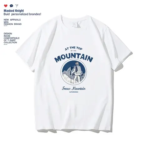 2023新款夏季潮牌港风纯棉t恤男短袖宽松休闲圆领情侣装半袖潮图片