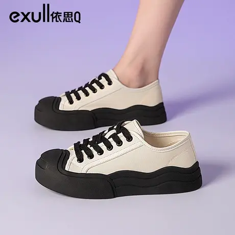 依思q帆布鞋女2024新款秋天小众原创丑萌大头鞋厚底女运动休闲鞋图片