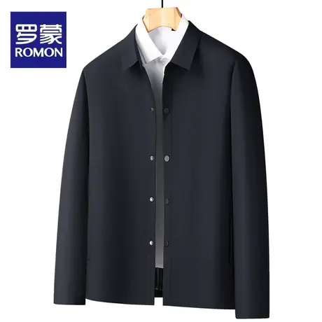 Romon/罗蒙夹克男士秋季新款商务休闲抗皱透气翻领上衣外套风衣图片
