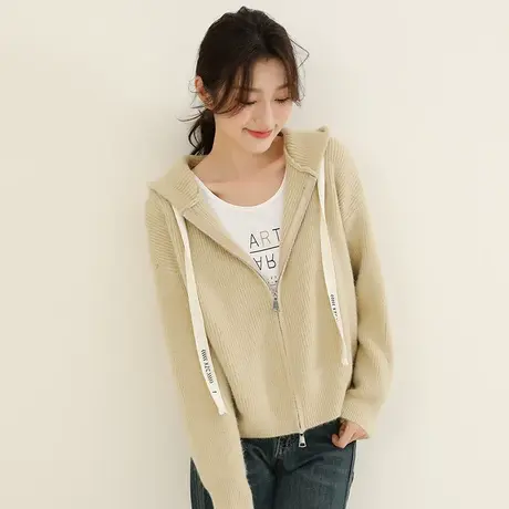 韩潮袭人休闲连帽针织开衫女秋季新款长袖毛衣外套上衣图片