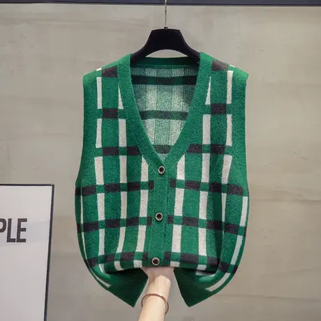 v领针织开衫马甲背心女2023春秋新款马夹宽松上衣外穿毛衣坎肩潮商品大图