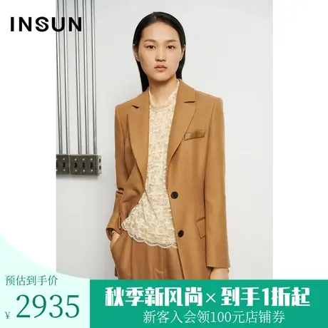 恩裳商场同款冬季绵羊毛腰带设计挺括干练气质毛呢外套女商品大图