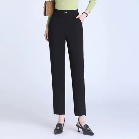 小个子黑色通勤西装裤女秋季2023新款显瘦高腰直筒小脚裤休闲裤子商品大图
