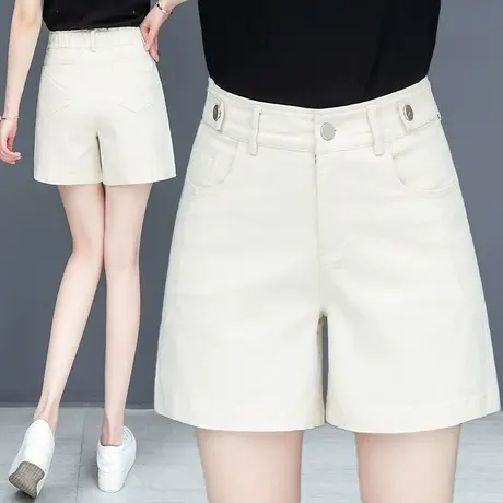 白色短裤女宽松秋季2023年新款外穿时尚A字阔腿休闲五分牛仔短裤商品大图