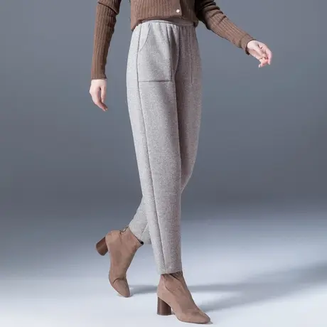 毛呢裤子女秋冬2023新款冬季羊毛女裤妈妈休闲裤九分萝卜裤哈伦裤商品大图