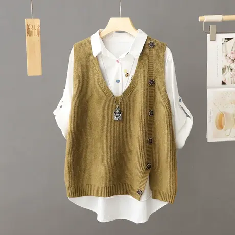 学院风针织马甲背心女春秋外穿2023新款韩版坎肩毛衣马夹女式叠穿图片