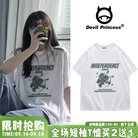 2023新款夏季韩版港味ins少女感纯棉短袖t恤潮宽松bf百搭半袖上衣商品大图