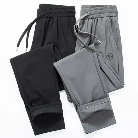 夏季中年男士休闲裤运动裤宽松直筒冰丝薄款丝滑速干透气爸爸长裤商品大图