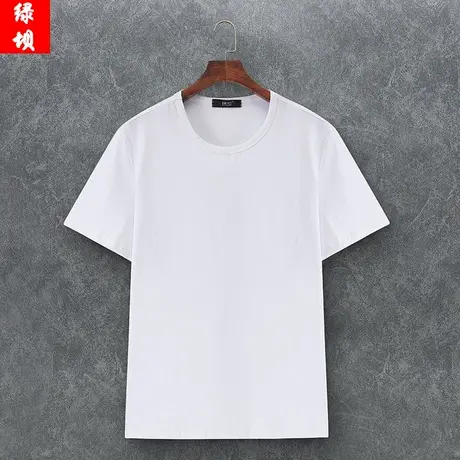 夏季男纯色短袖T恤半截袖小衫潮白色青年打底衫有特大码胖子男装商品大图