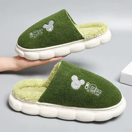 棉拖鞋女士秋冬季室内家居加绒保暖2023新款厚底防滑家用棉拖女款商品大图