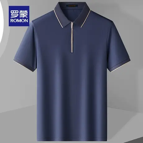 【含桑蚕丝】罗蒙POLO衫男士2024夏季新款翻领休闲百搭短袖t恤男图片