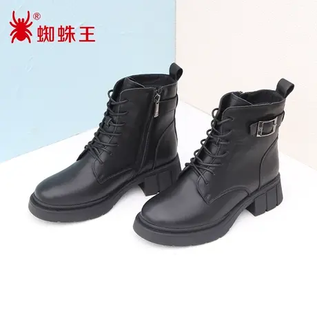 蜘蛛王断码清仓正品马丁靴女真皮2022冬商场新款短靴子加绒厚底潮图片