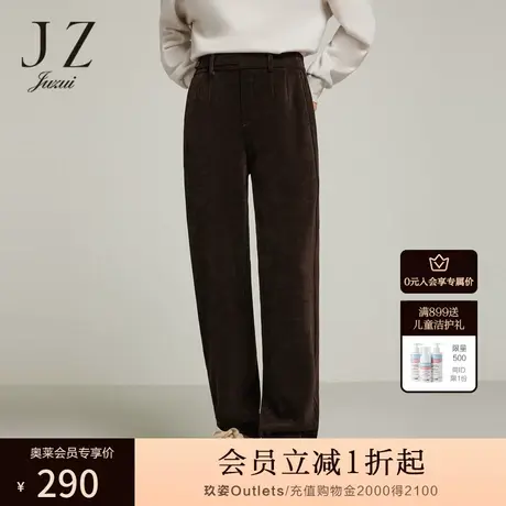 JZ玖姿灯芯绒慵懒风休闲宽松卫裤女装2022冬季新款通勤显瘦束脚裤商品大图