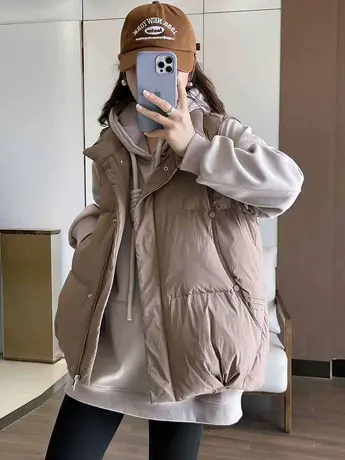 羽绒棉马甲女2023新款韩版宽松时尚立领坎肩背心欧货马夹短外套潮图片