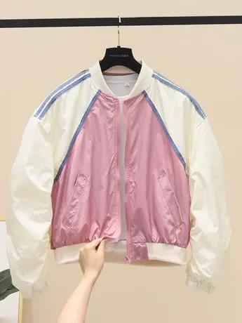 2023年春秋欧洲站减龄漂亮洋气韩系棒球服女短款夹克拉链外套宽松图片