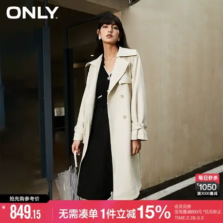 ONLY冬季时尚百搭宽松翻领中长款风衣外套女图片