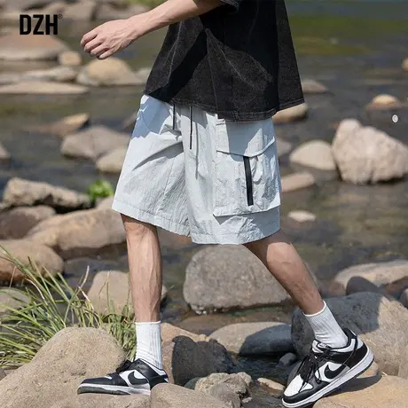 男士速干短裤男款夏季薄款工装裤子潮牌五分裤沙滩裤大裤衩冰丝裤商品大图