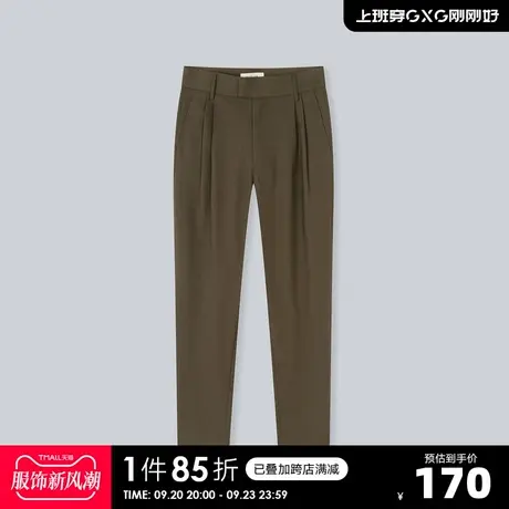 YATLAS亚锐男装2020冬季商场同款深绿色直筒长裤男潮图片