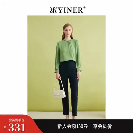 YINER音儿专选春季法式优雅通勤含绵羊毛小脚休闲裤商品大图