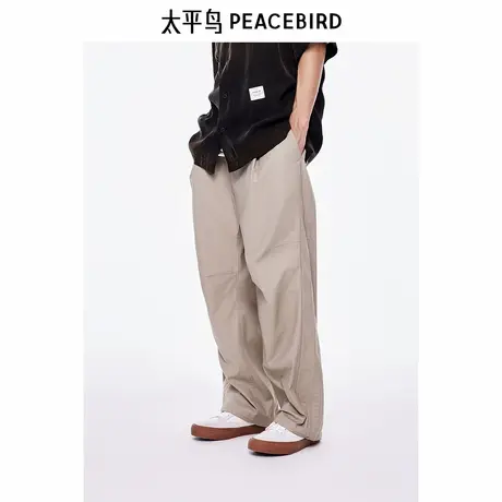 太平鸟男装卡其色休闲裤夏季新款直筒长裤B2GBE2453商品大图