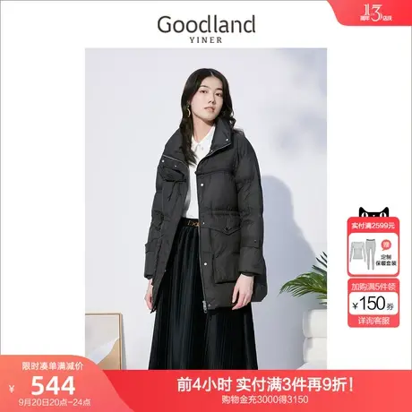 音儿美地女装2022冬季新款高领加厚大口袋白鸭绒面包羽绒服图片