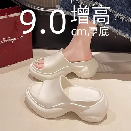 厚底高跟一字拖女士夏季2025新款时尚网红外穿防滑室内居家凉拖鞋商品大图