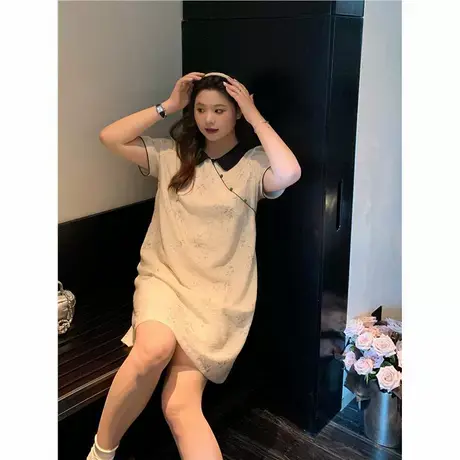 大码女装2025新款夏胖mm改良旗袍衬衫200斤新中式连衣裙商品大图